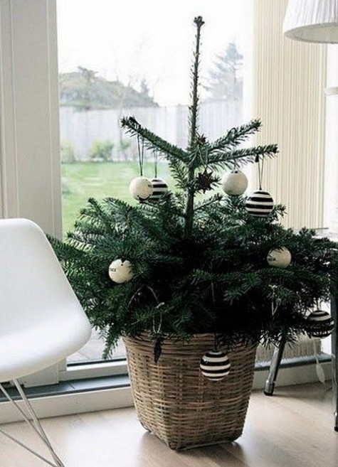 Scandi-style tree in black and white