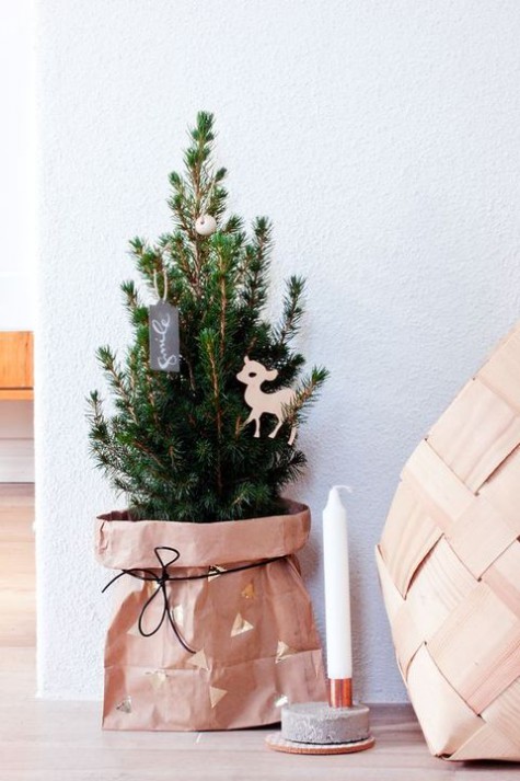tiny tree in paper, decorated with beads