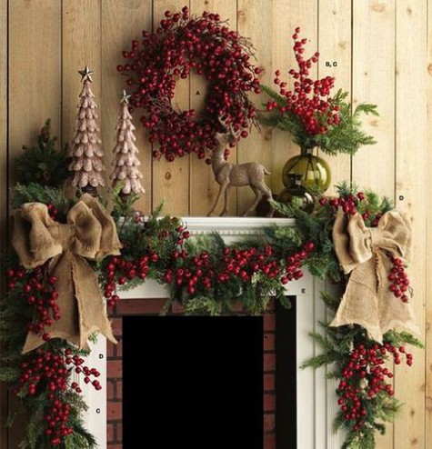 evergreens, berries, burlap