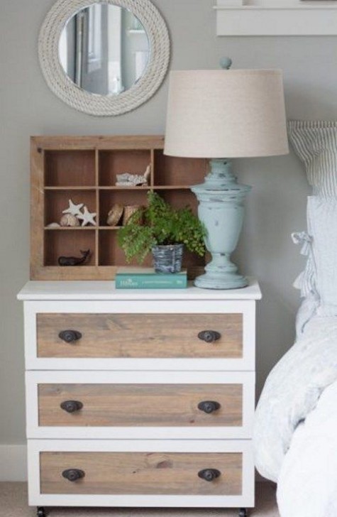 white framing and wood stain Tarva hack with antique handles