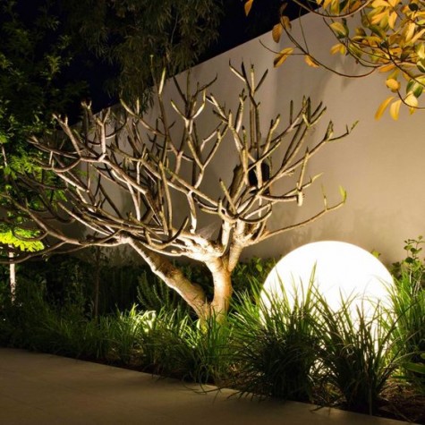 an oversized light ball for garden illumination
