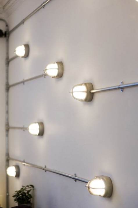 industrial wall lights that remind of a ship