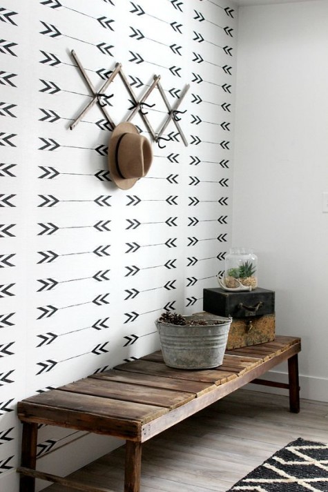 monochrome wallpaper for a Scandinavian space