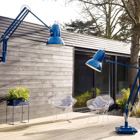 oversized floor and wall lamp for outdoors that imitates a classic indoor lamp