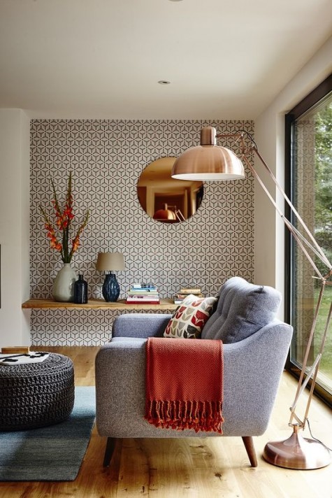 stylish geometric wallpaper in neutral shades