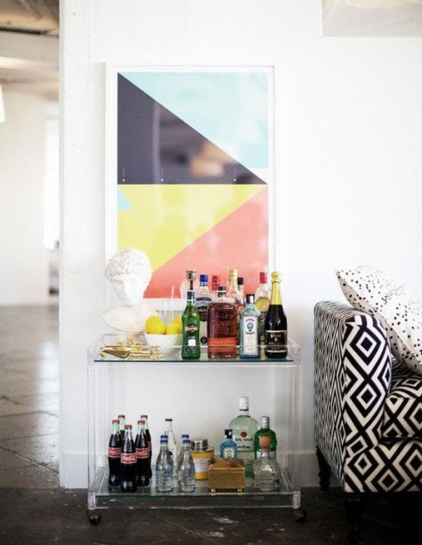 a cool acrylic bar cart