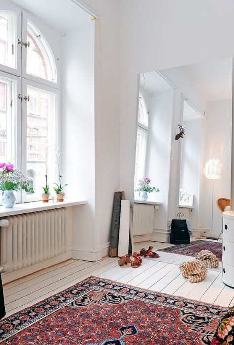 double the space with a large mirror without framing