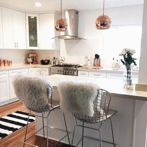 fur covers make these modern chairs more comfy and welcoming