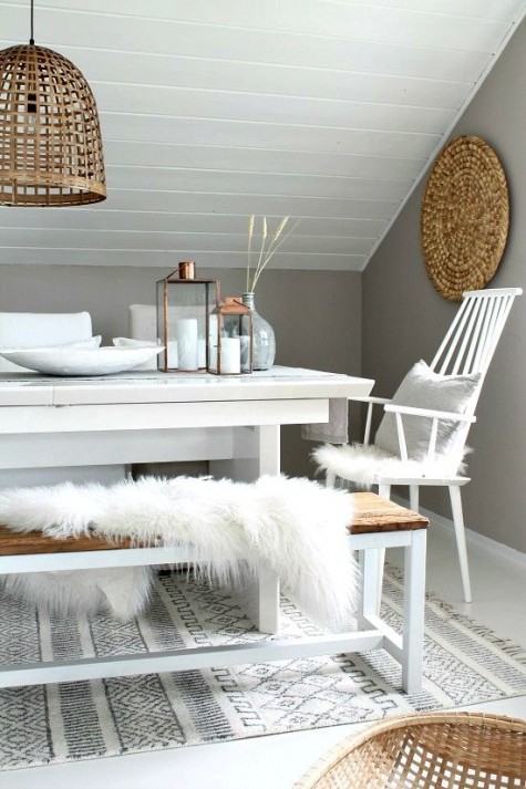 some faux fur covers to make your dining space feel like winter