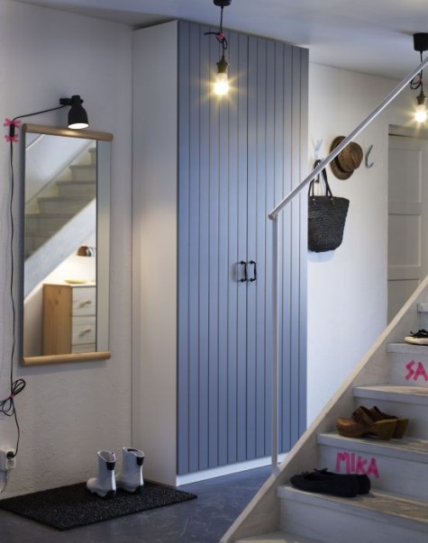 IKEA Pax doors of wood in navy with small black handles