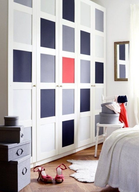Pax hack with Bergsbo doors and painted parts in light blue, navy and coral