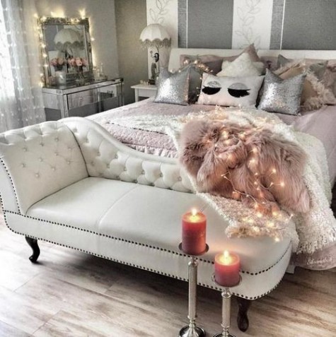 a creamy leather daybed to add more glam