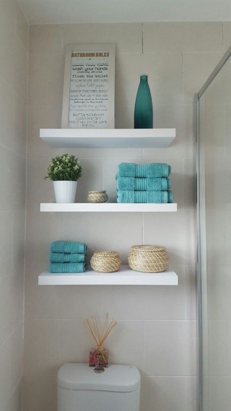 simple modern floating shelves are a great option as they look airy