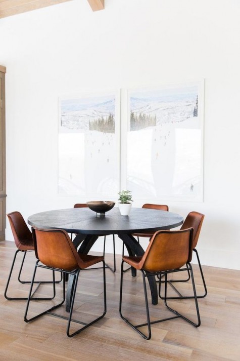 stylish leather chairs on black metal piping for an industrial feel