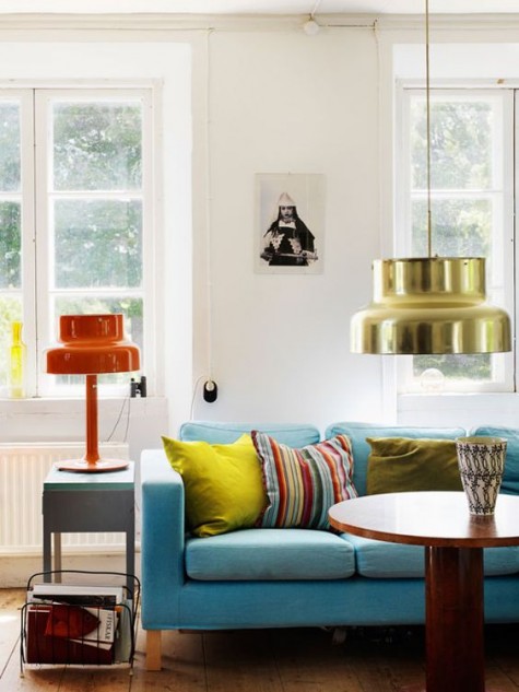 a light blue Stockholm sofa for a retro-feel interior