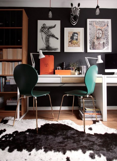 a shared study space with a hacked Micke desk