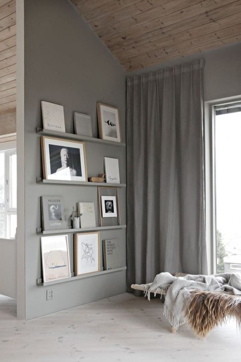 a stylish gallery wall to spruce up an awkward nook with Ribba ledges
