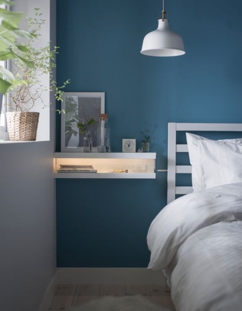 a tiny floating nightstand with IKEA Ribba ledges
