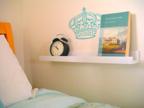 a very laconic nightstand with IKEA ribba ledge on the wall