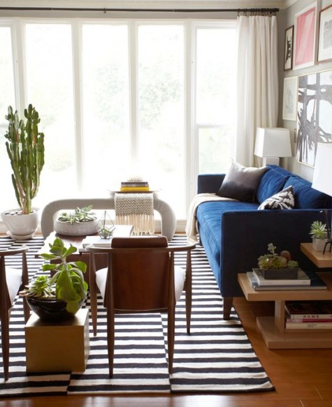 add a bold statement with a navy velvet Stockholm sofa