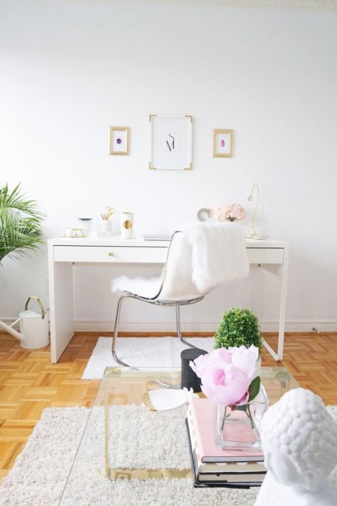 add cool gold knobs and other gold touches to Micke for a glam feel