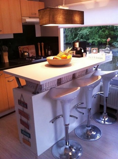 Expedit doors and drawers, Vika Amon table top, into a ktichen island and bar in one