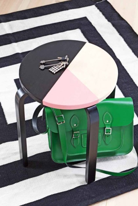 a cool geometric painted IKEA Frosta stool