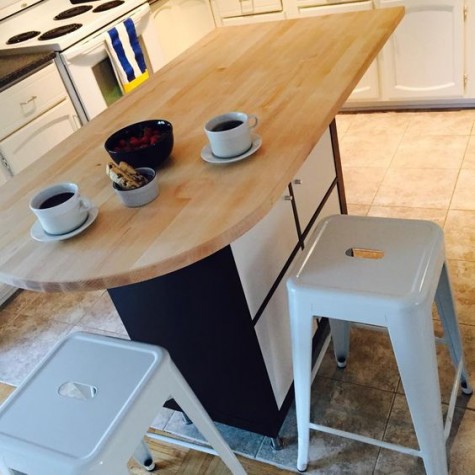 kitchen island using Expedit, Capita legs and a Hammarp counter top piece