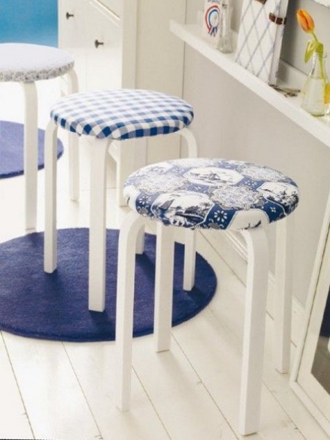 upholster the Frosta stools with some printed fabric for more comfort