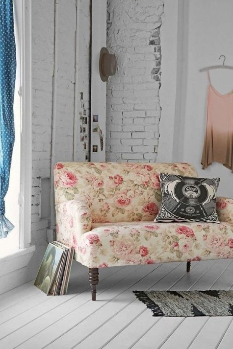 a sweet shabby pink rose upholstered loveseat for a romantic girl_s space
