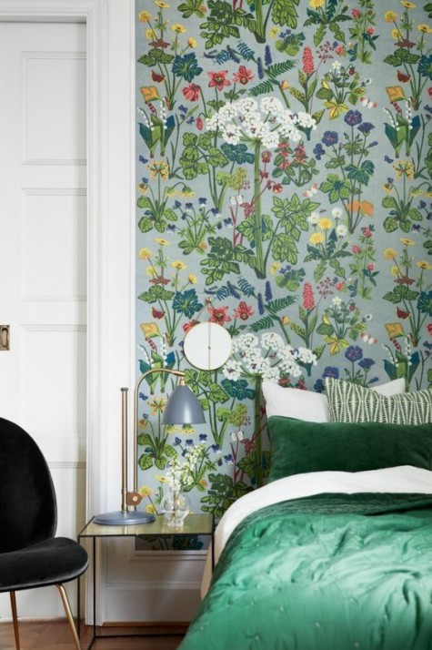 such colorful wildflower print wallpaper is a great idea for a statement wall