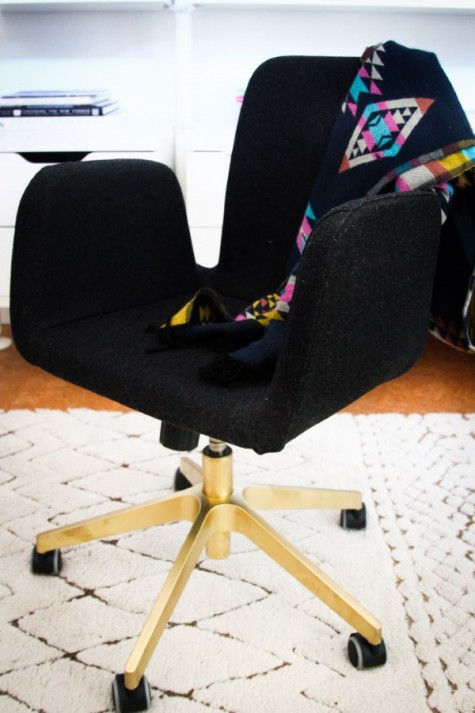 IKEA Patrick Swivel chair hack with gold spray paint