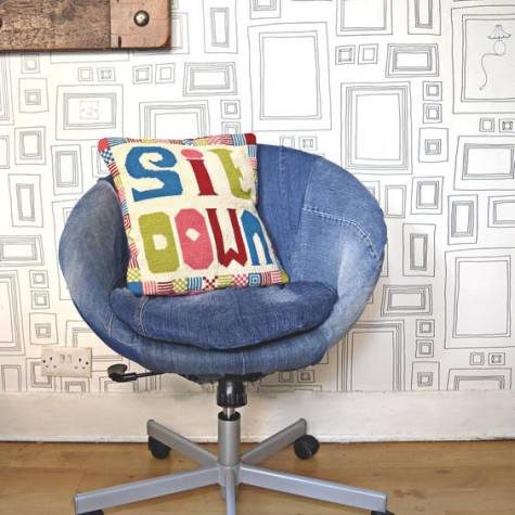 IKEA Skruvsta chair renovated with some old jeans