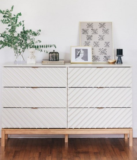 IKEA Tarva dresser is made amazing with wooden dowels and some white paint