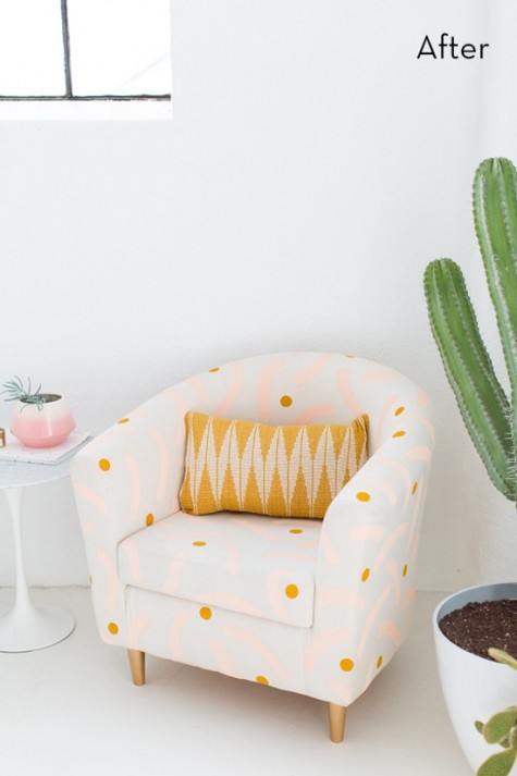IKEA Tullsta chair renovation with polka dots