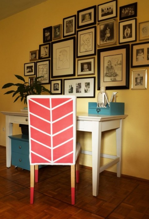 colorful Henriksdal chair hack with stenciling