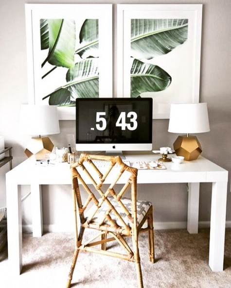 print out some tropical leaf artworks for your workspace