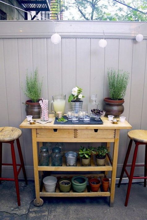 use your IKEA Forhoja cart as a simple outdoor bar