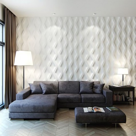 awesome 3D white wall panels for sprucing up the living room