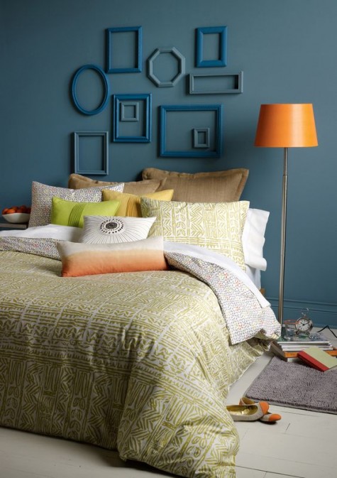 highlight the deep color of the wall with some frames in matching colors rocking them as art