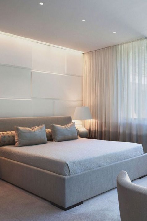 large-scale white geometric panels create a cool statement wall