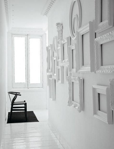 spruce up a blank wall with white refined frames